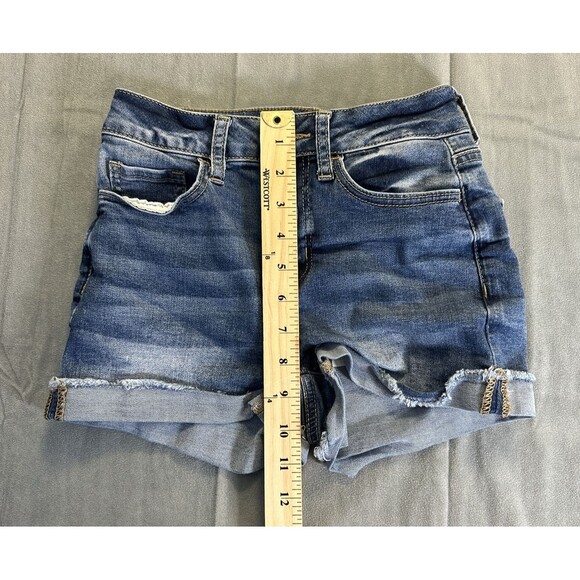 So Brand Jean Shorts Hi Rise Shorties 25 W Size 1 Cuffed Denim Juniors Cut Off - Picture 7 of 7